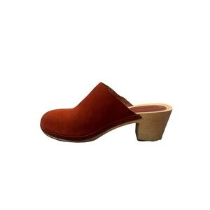 Madewell The Ayanna Clog Rust Red Nubuck Leather Wooden Heel Mules Size 10